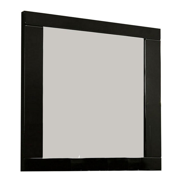 benzara 37 Inch Rectangular Mirror with Wooden Frame Black - BM233769
