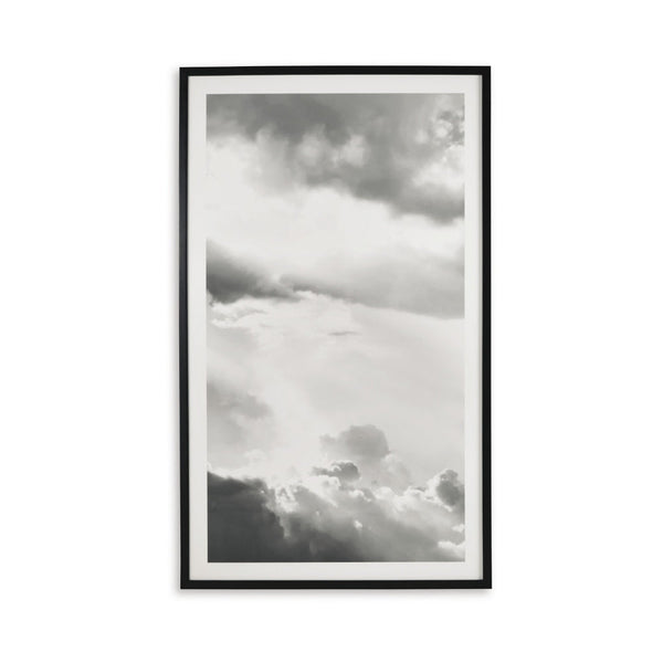 Benzara 37 X 63 Wall Art Decor Cloudy Sky Wrapped Canvas D Ring Black White - BM313416