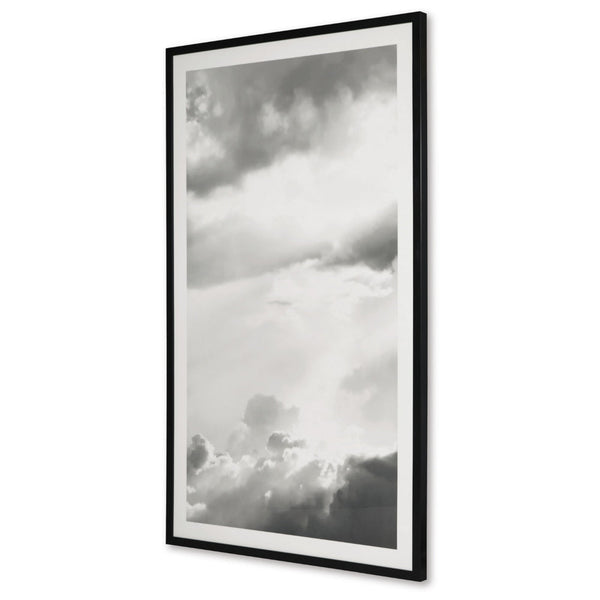 Benzara 37 X 63 Wall Art Decor Cloudy Sky Wrapped Canvas D Ring Black White - BM313416