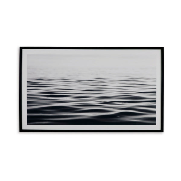 Benzara 37 X 63 Wall Art Decor Waterscape Wrapped Canvas D Ring Black White - BM313414