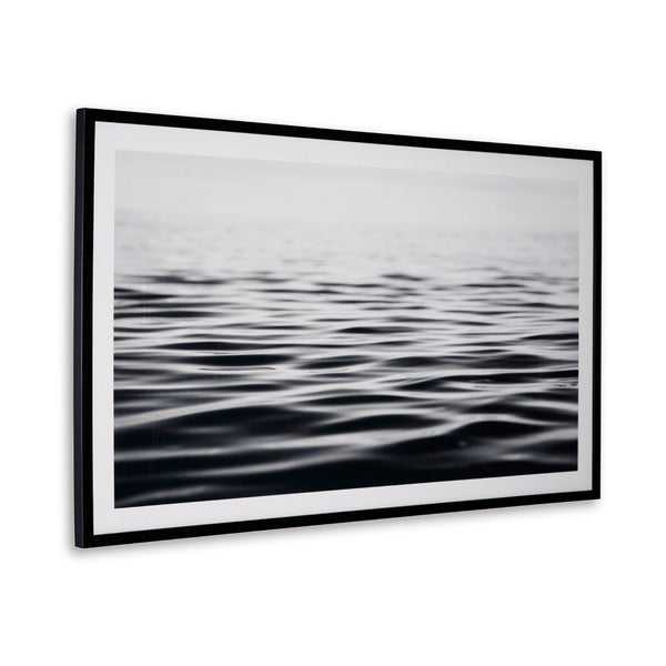 benzara 37 x 63 Wall Art Decor Waterscape Wrapped Canvas D Ring Black White - BM313414