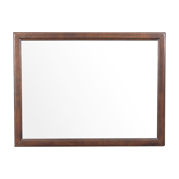 Benzara 38 Inch Wooden Landscape Mirror Molded Details Dual Texture Brown - BM222704