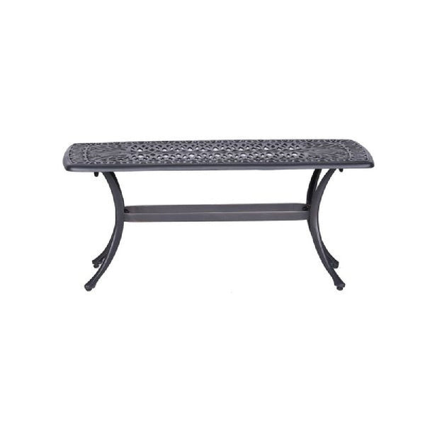 Benzara 42 Inch Arbor Rectangular Outdoor Metal Coffee Table Gunmetal Gray - BM272970
