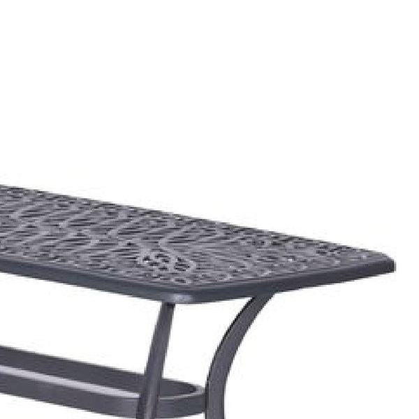 Benzara 42 Inch Arbor Rectangular Outdoor Metal Coffee Table Gunmetal Gray - BM272970