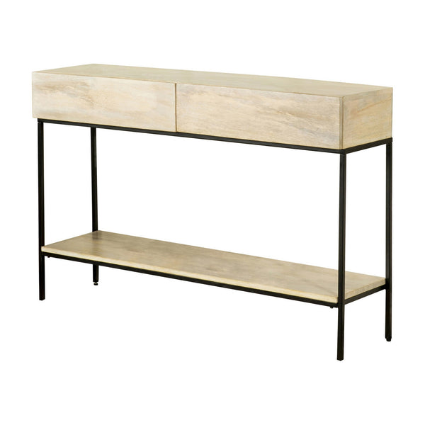 Benzara 46 Inch 2 Drawer Console Table With Open Shelf Sleek Straight Legs Black - BM296793