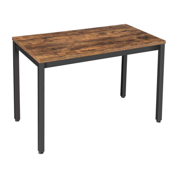 Benzara 47 Inch Rectangular Wood Top Writing Desk Iron Legs Rustic Brown Black - BM217108