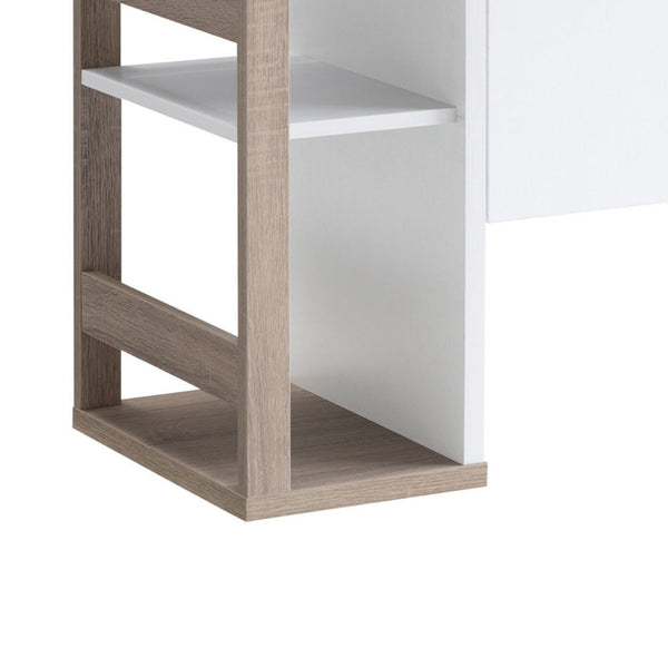 Benzara 47 Inch Serving Cabinet Buffet Sideboard Console 4 Shelves White Gray - BM293546