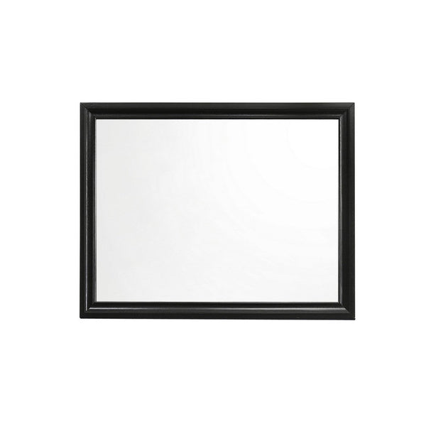 Benzara 47 Inch Wood Mirror Landscape Frame Classic Black - BM280342