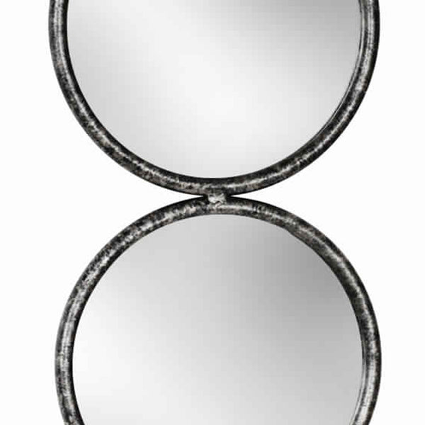Benzara 48 Inch 4 Stacked Round Mirrored Wall Decor Antique Silver - BM225569