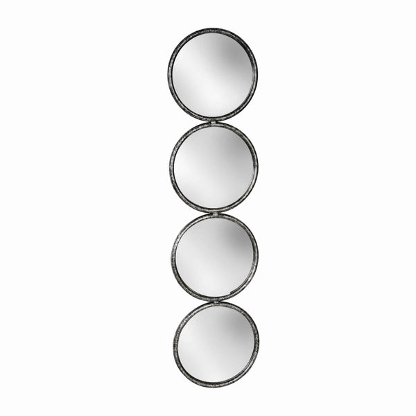 benzara 48 Inch 4 Stacked Round Mirrored Wall Decor Antique Silver - BM225569