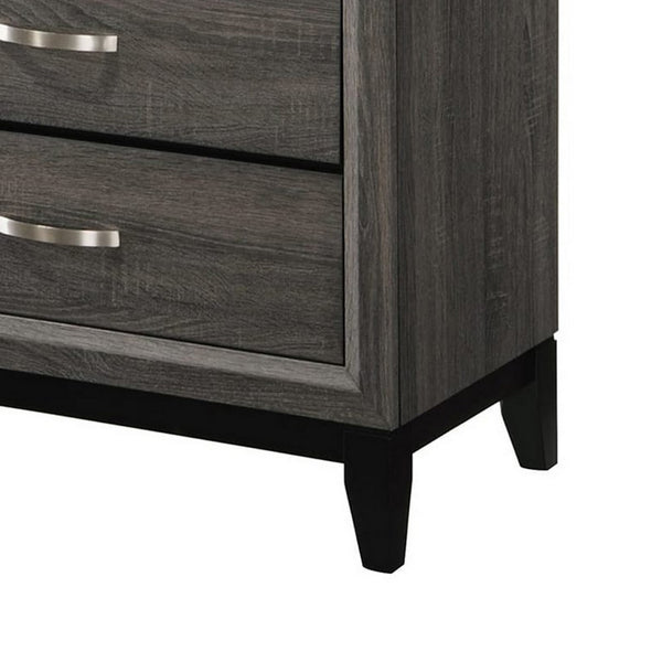 Benzara 5 Drawer Transitional Chest With Chamfered Feet And Curved Handles Gray - BM215483