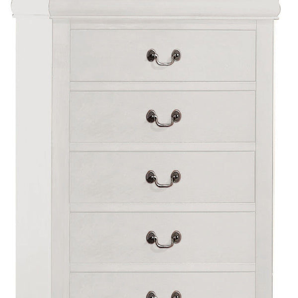 Benzara 5 Drawer Wooden Chest With Metal Hanging Pulls And Bracket Feet White - BM220335