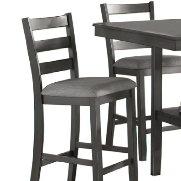 Benzara 5 Piece Counter Height Dining Set Table And 4 Chairs Padded Seats Gray - BM294271