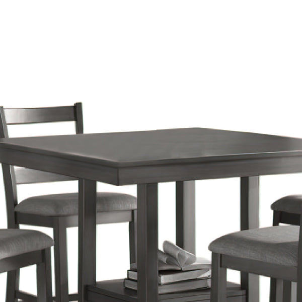 Benzara 5 Piece Counter Height Dining Set Table And 4 Chairs Padded Seats Gray - BM294271