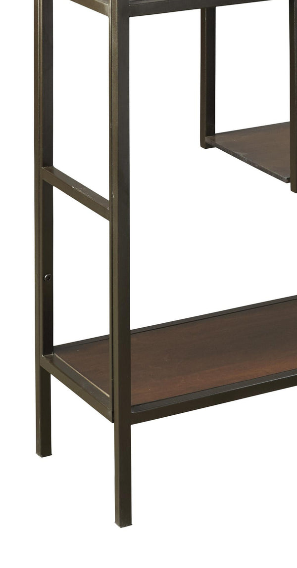 Benzara 5 Shelves Asymmetric Design Bookcase With Metal Frame In Brown And Black - BM210649