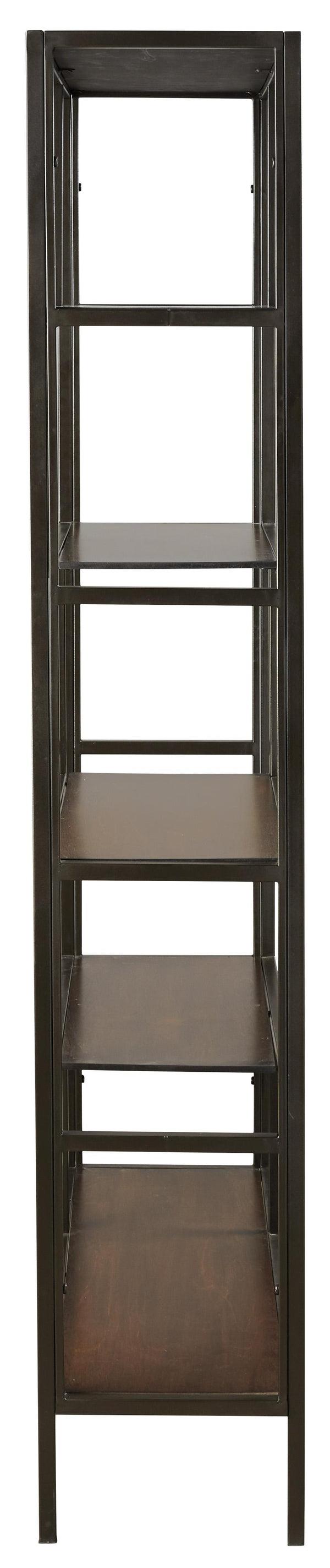 Benzara 5 Shelves Asymmetric Design Bookcase With Metal Frame In Brown And Black - BM210649
