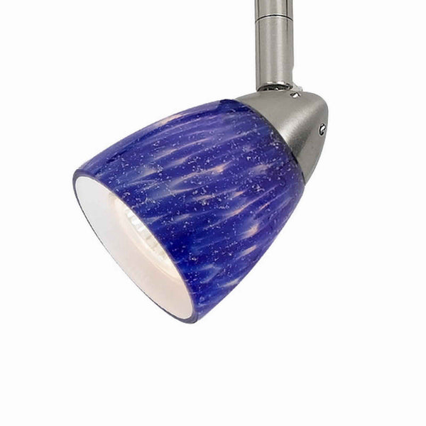 benzara 50 Watt Track Fixture with Handblown Glass Shade Silver and Blue - BM223034