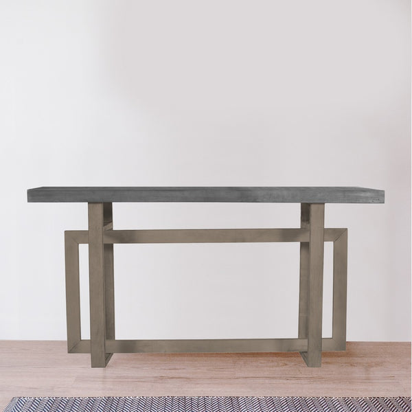 Benzara 59 Inch Artisan Crafted Farmhouse Console Table With Geometric Interlocked Base Rustic Light Brown - UPT-262415