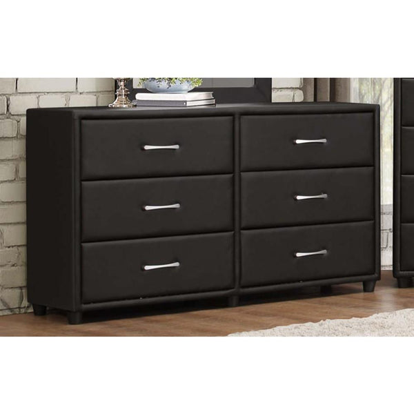 benzara 6 Drawer Dresser In Wood And PVC Black - BM179895