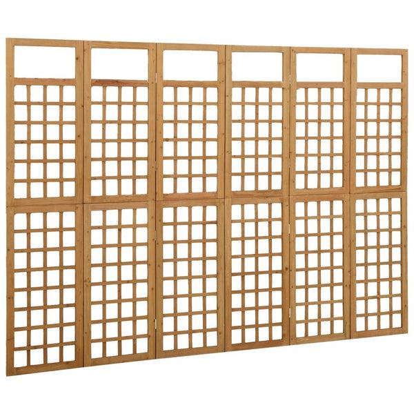 Benzara 6 Panel Room Divider Trellis Foldable Brown Solid Wood Frame 96 Inch -BM325843