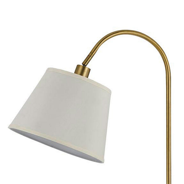 Benzara 60 Watt Metal Floor Lamp With Gooseneck Shape And Stable Base Gold - BM220851