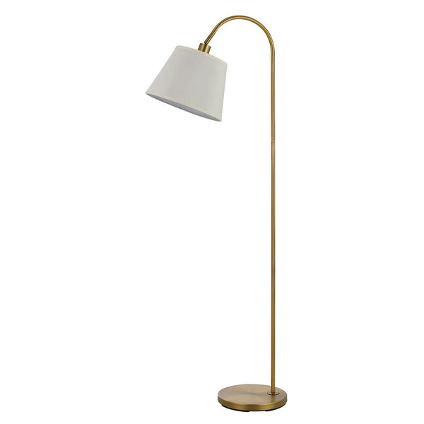 benzara 60 Watt Metal Floor Lamp with Gooseneck Shape and Stable Base Gold - BM220851