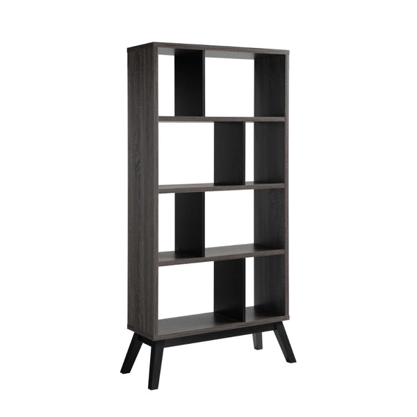 Benzara 65 Inch Modern Bookcase Four Shelves With Dividers Flared Legs Gray - BM293556