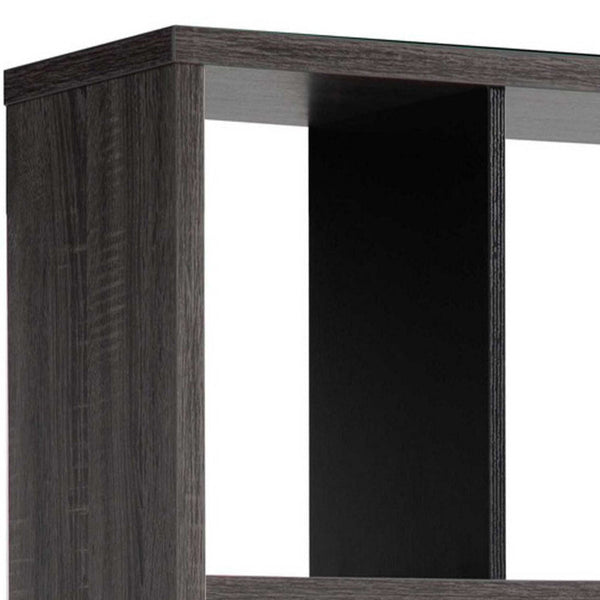 Benzara 65 Inch Modern Bookcase Four Shelves With Dividers Flared Legs Gray - BM293556