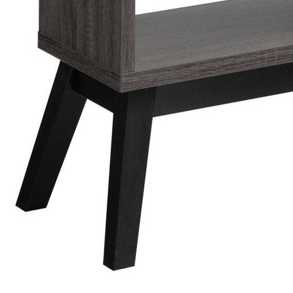 Benzara 65 Inch Modern Bookcase Four Shelves With Dividers Flared Legs Gray - BM293556