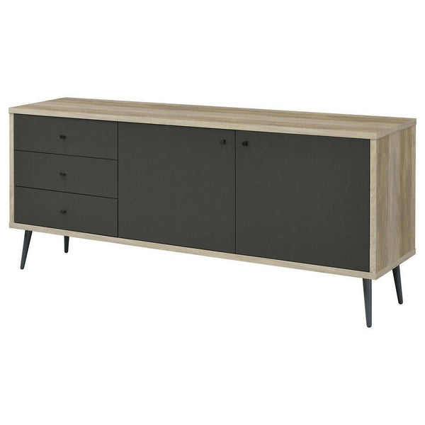 Benzara 71 Inch Sideboard Console Cabinet 2 Doors 2 Shelves 3 Drawers Gray - BM309270