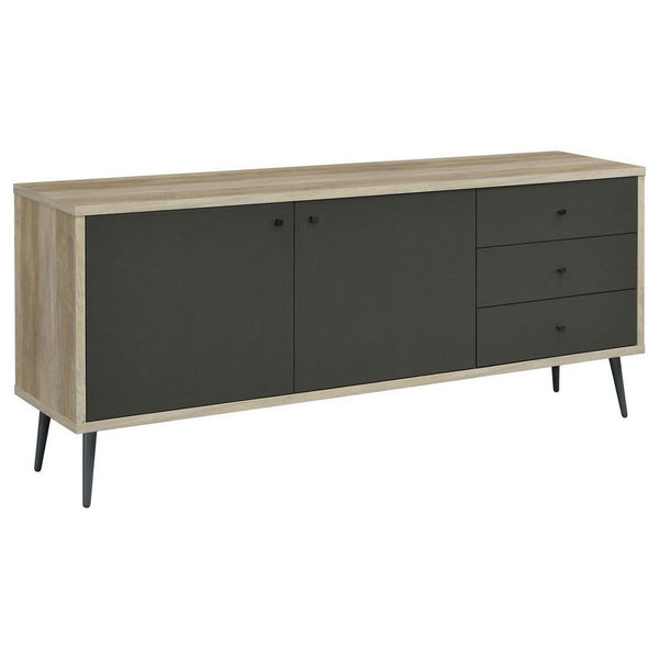 benzara 71 Inch Sideboard Console Cabinet 2 Doors 2 Shelves 3 Drawers Gray - BM309270