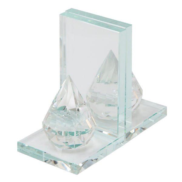 Benzara 8 Inch Beautiful Natural Crystal Diamond Bookends Set Of 2 Clear - BM153947
