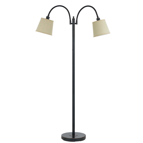 benzara 80 Watt Metal Floor Lamp with Dual Gooseneck and Uno Style Shades Black - BM220842
