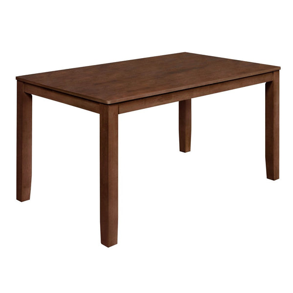 Benzara Accai Dining Table Angled Legs Rectangular Walnut Rubberwood 59 Inch -BM329861