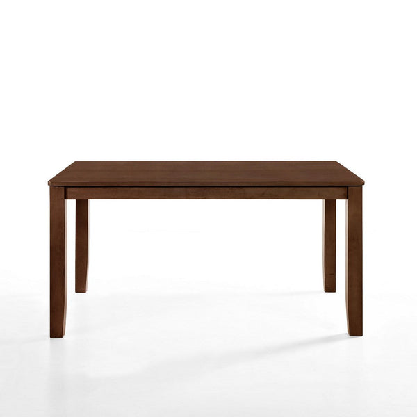 Benzara Accai Dining Table Angled Legs Rectangular Walnut Rubberwood 59 Inch -BM329861