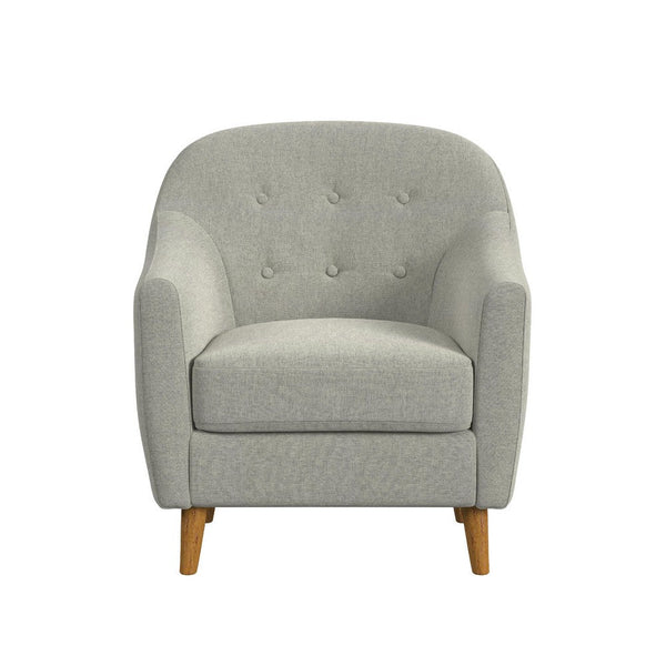 Benzara Accent Armchair Button Tufted Backrest Soft Gray Woven Fabric -BM334080