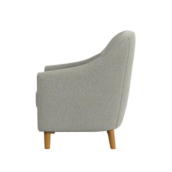 Benzara Accent Armchair Button Tufted Backrest Soft Gray Woven Fabric -BM334080