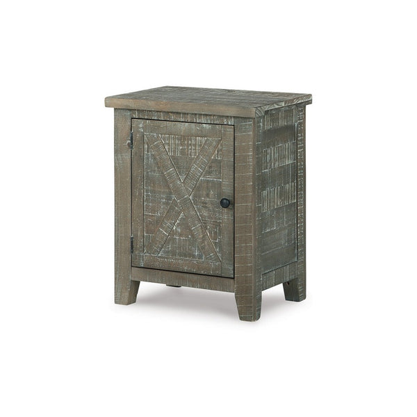 benzara Accent Cabinet Crossbuck Pattern 20 Inch Distressed Gray Solid Wood -BM327782