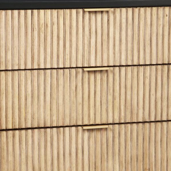 Benzara Accent Chest With 3 Corrugated Drawers And Metal Base Black - BM269165