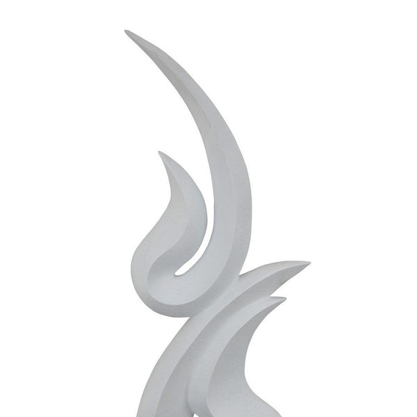 Benzara Accent Decor 36 Inch Tabletop Flame Sculpture Modern White Resin -BM330951