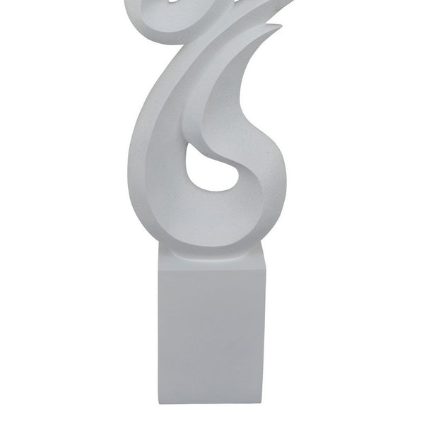 Benzara Accent Decor 36 Inch Tabletop Flame Sculpture Modern White Resin -BM330951