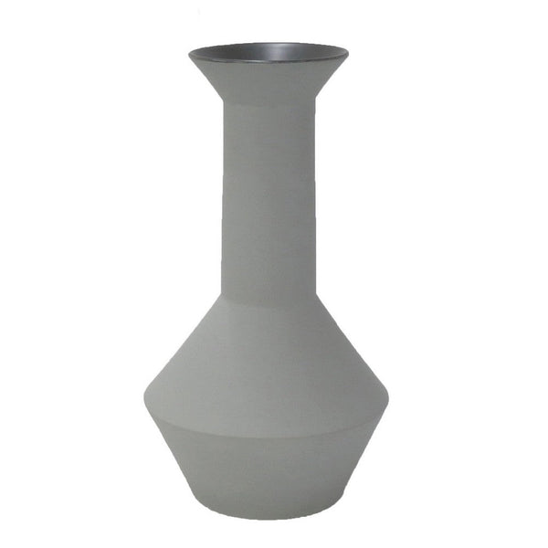 Benzara Accent Flower Vase Narrow Neck Geometric Shape White Ceramic 14 Inch -BM330973