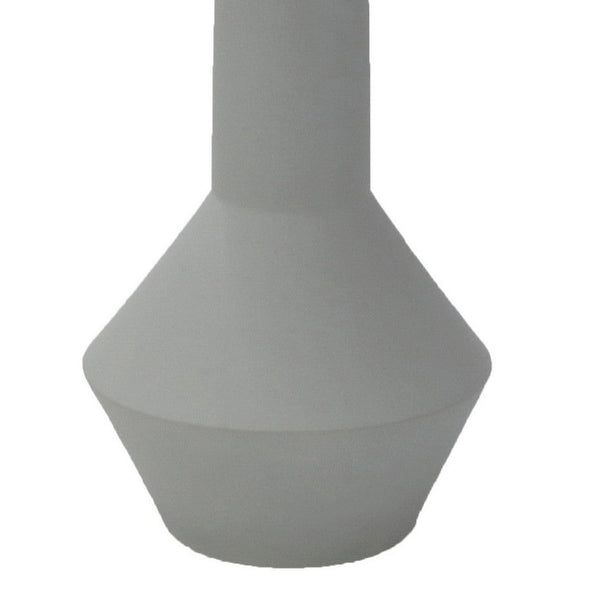 Benzara Accent Flower Vase Narrow Neck Geometric Shape White Ceramic 14 Inch -BM330973
