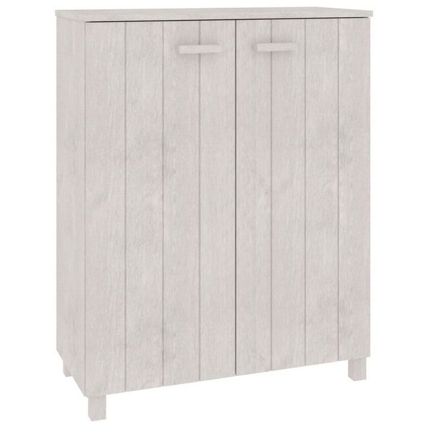 benzara Accent Shoe Cabinet 2 Doors Farmhouse White Pine Wood -BM325718