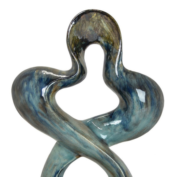 Benzara Accent Tabletop Decor Blue Ceramic Abstract Sculpture 20 Inch -BM330954