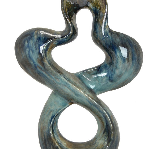 Benzara Accent Tabletop Decor Blue Ceramic Abstract Sculpture 20 Inch -BM330954