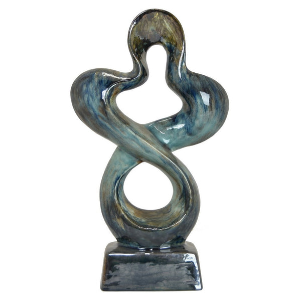 benzara Accent Tabletop Decor Blue Ceramic Abstract Sculpture 20 Inch -BM330954