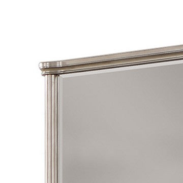 Benzara Ada 38 X 45 Rectangular Dresser Mirror Molded Trim Pine Wood Brown - BM284354