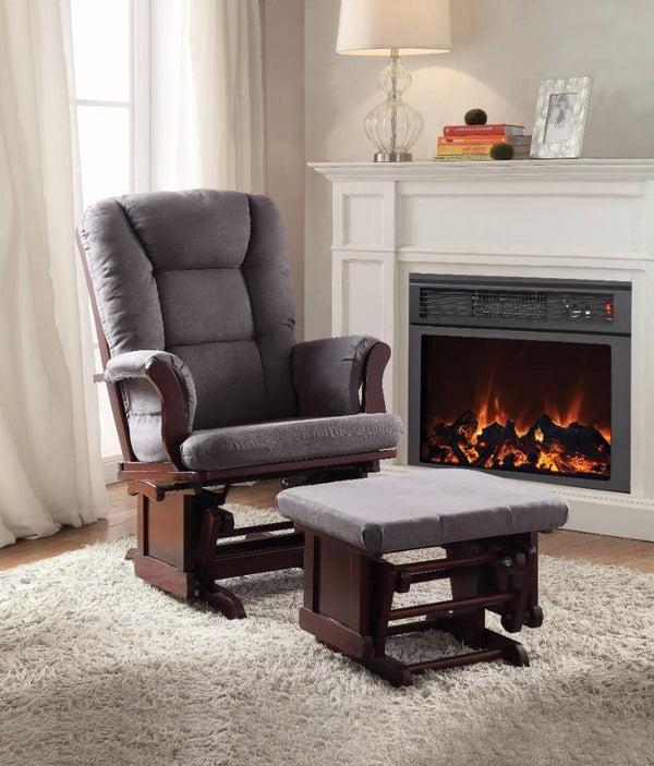 benzara Aeron Glider Chair & Ottoman 2 Piece Pack Gray & Brown - BM151935