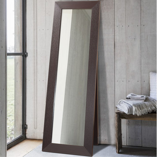benzara Aesthetic Accent Mirror With Wooden Framing Dark Brown - BM148738